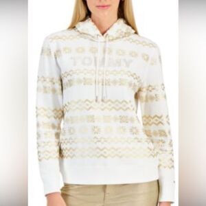 Tommy Hilfiger White and Gold Geometric Fabric